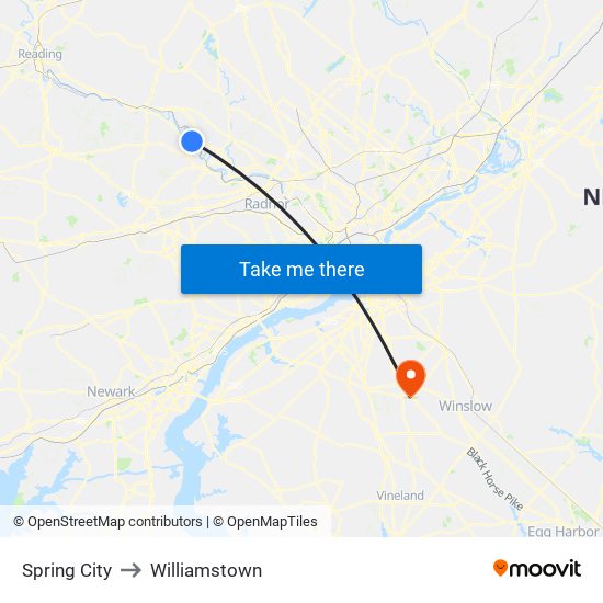 Spring City to Williamstown map