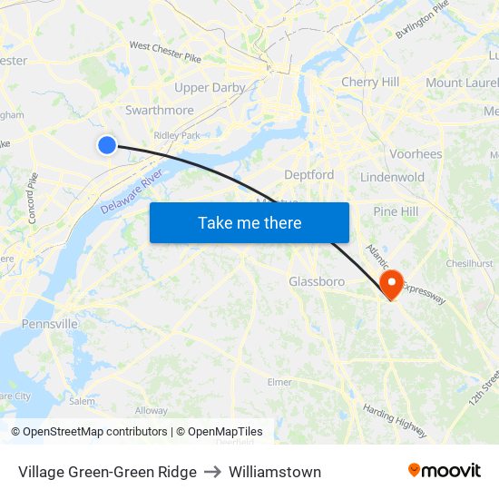Village Green-Green Ridge to Williamstown map