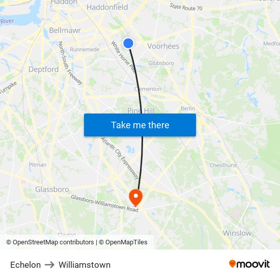 Echelon to Williamstown map