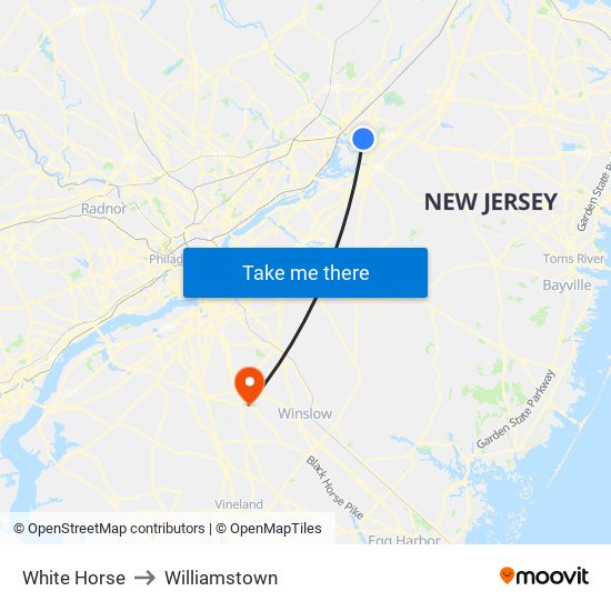 White Horse to Williamstown map