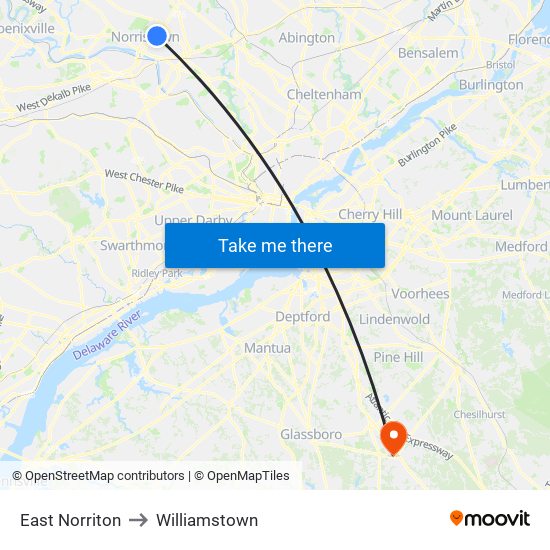 East Norriton to Williamstown map