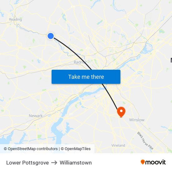Lower Pottsgrove to Williamstown map