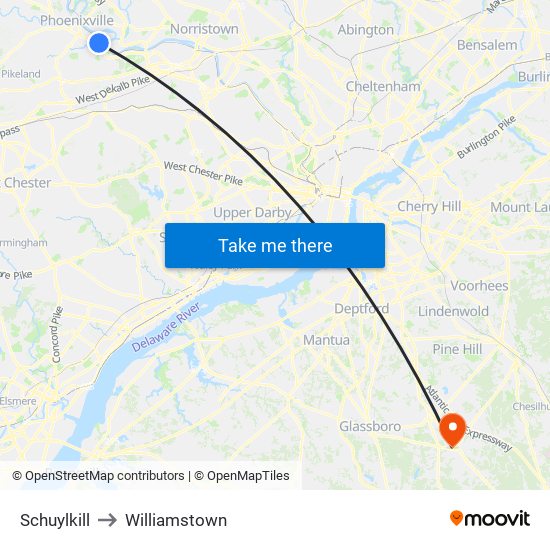 Schuylkill to Williamstown map