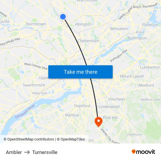 Ambler to Turnersville map