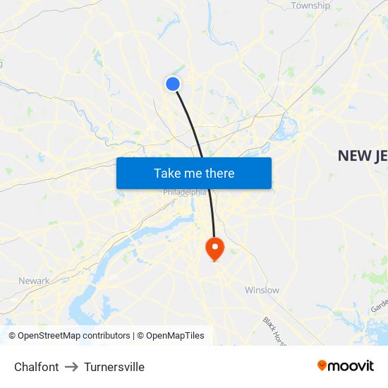 Chalfont to Turnersville map
