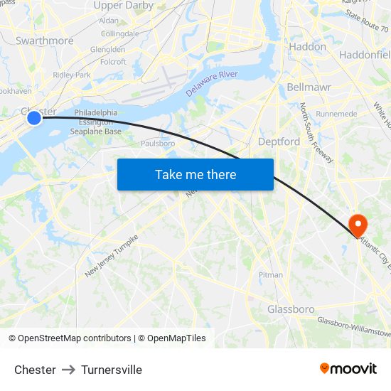 Chester to Turnersville map