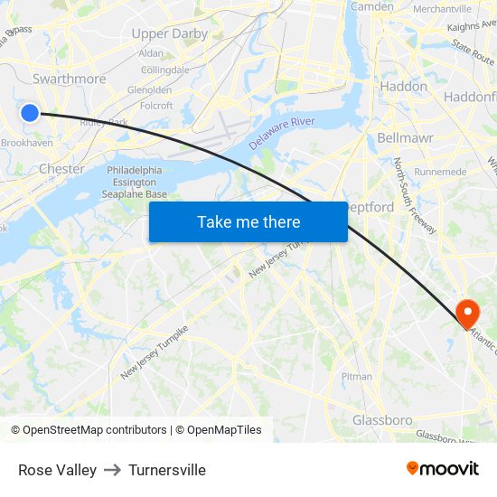 Rose Valley to Turnersville map