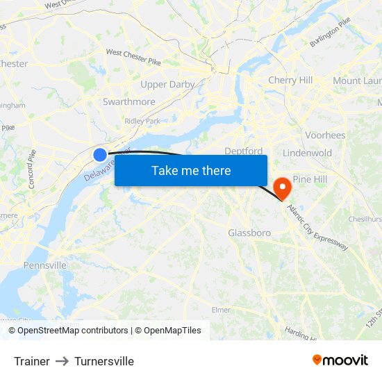 Trainer to Turnersville map