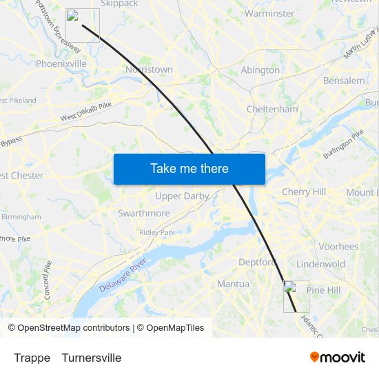 Trappe to Turnersville map