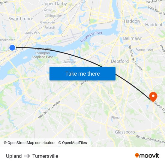 Upland to Turnersville map