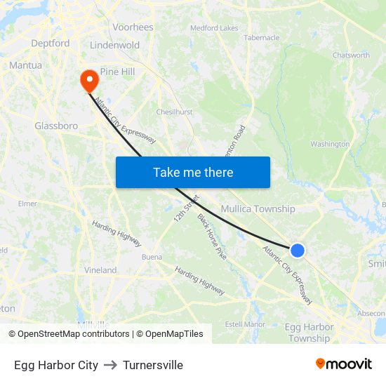 Egg Harbor City to Turnersville map