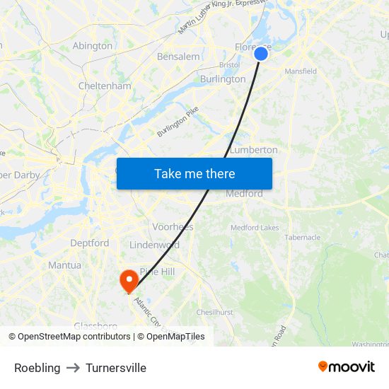 Roebling to Turnersville map