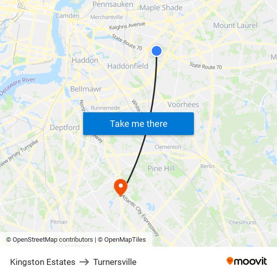 Kingston Estates to Turnersville map