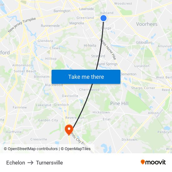 Echelon to Turnersville map
