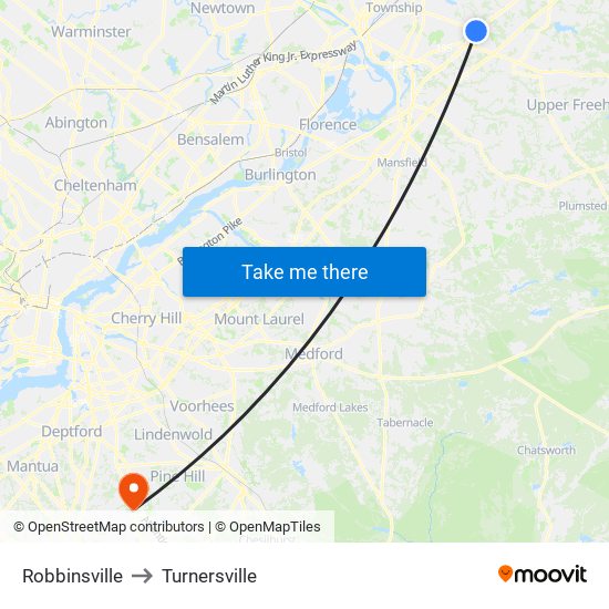 Robbinsville to Turnersville map