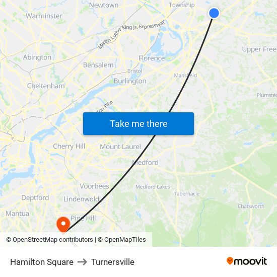 Hamilton Square to Turnersville map