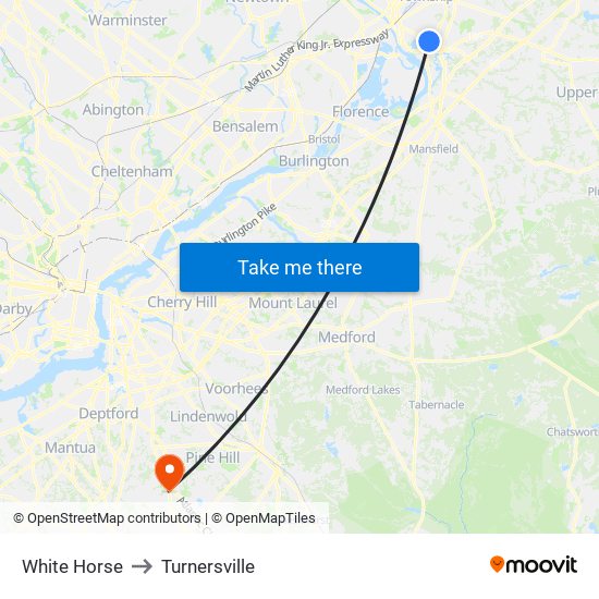 White Horse to Turnersville map