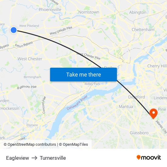 Eagleview to Turnersville map