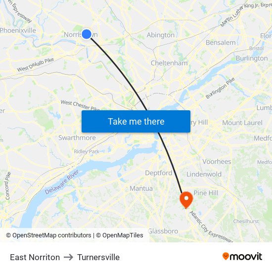 East Norriton to Turnersville map