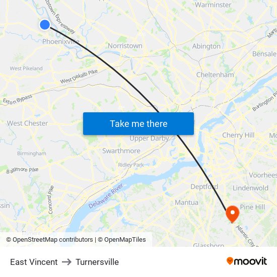 East Vincent to Turnersville map