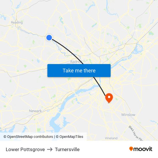 Lower Pottsgrove to Turnersville map