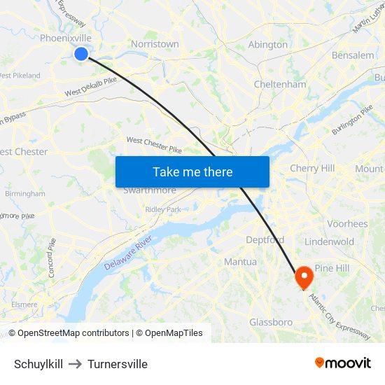 Schuylkill to Turnersville map