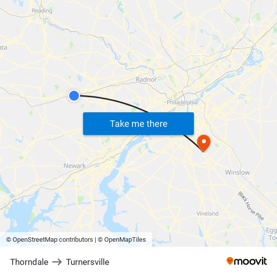 Thorndale to Turnersville map