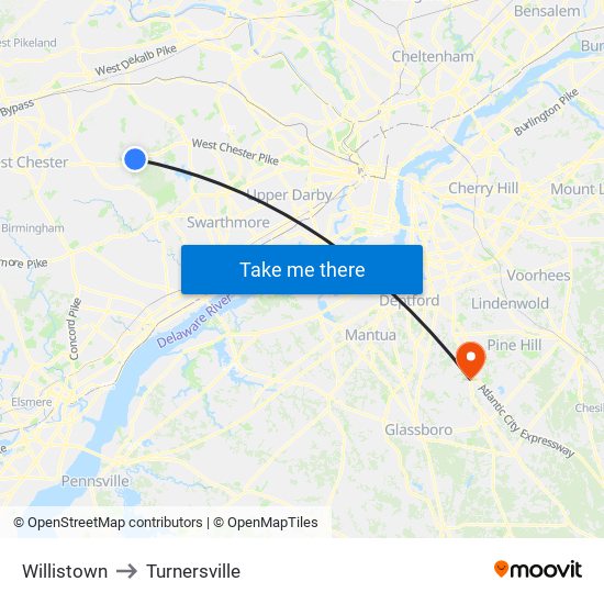 Willistown to Turnersville map