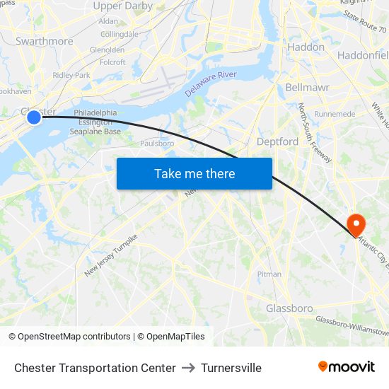 Chester Transportation Center to Turnersville map