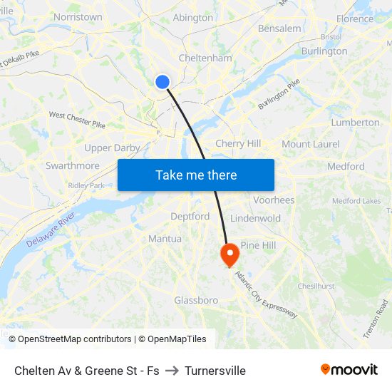 Chelten Av & Greene St - Fs to Turnersville map
