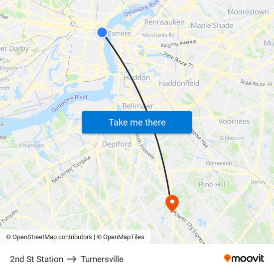 2nd St Station to Turnersville map