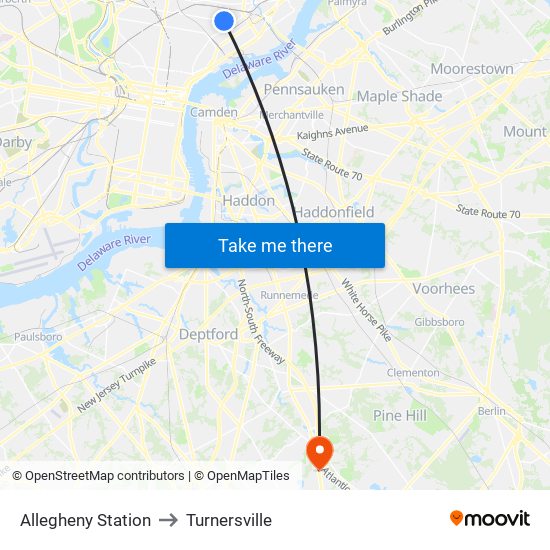 Allegheny Station to Turnersville map
