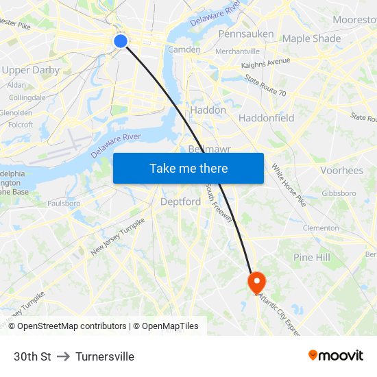 30th St to Turnersville map