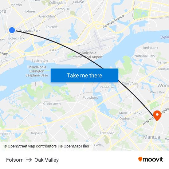 Folsom to Oak Valley map