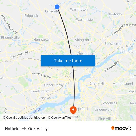 Hatfield to Oak Valley map