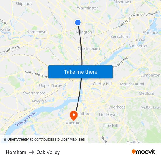 Horsham to Oak Valley map