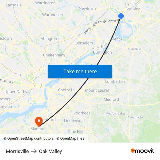 Morrisville to Oak Valley map