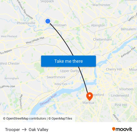 Trooper to Oak Valley map