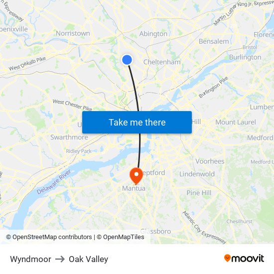 Wyndmoor to Oak Valley map
