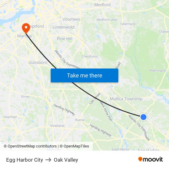 Egg Harbor City to Oak Valley map
