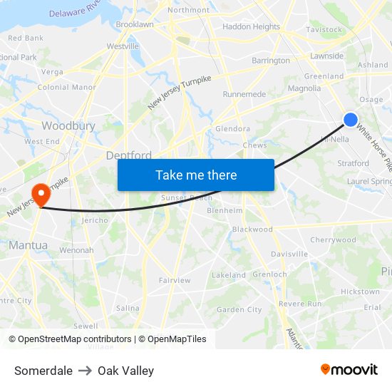 Somerdale to Oak Valley map