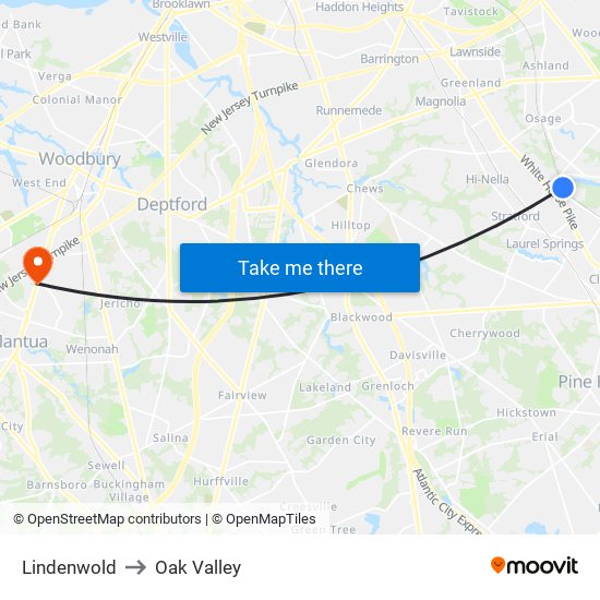 Lindenwold to Oak Valley map