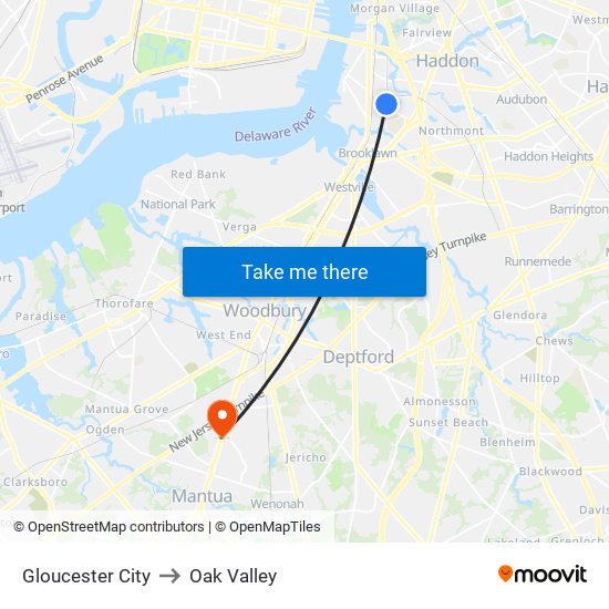 Gloucester City to Oak Valley map