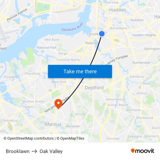 Brooklawn to Oak Valley map