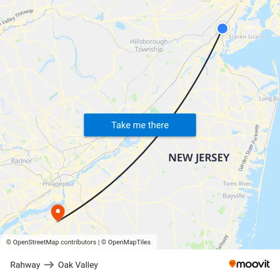 Rahway to Oak Valley map