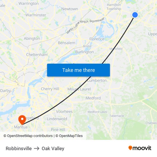 Robbinsville to Oak Valley map