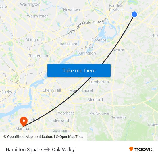 Hamilton Square to Oak Valley map