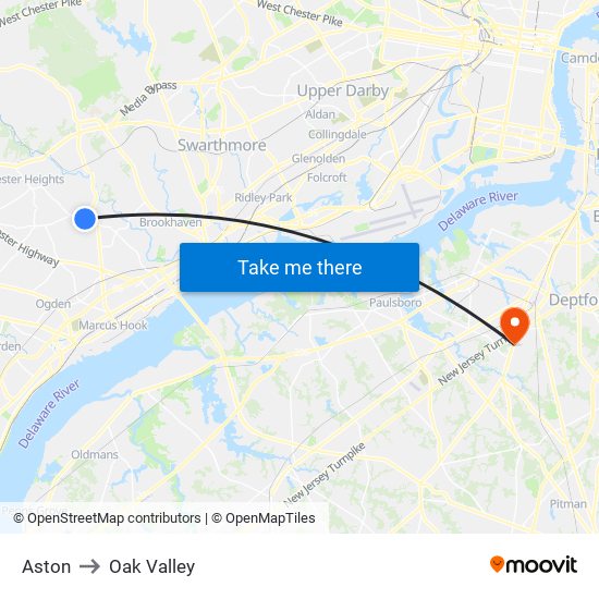 Aston to Oak Valley map