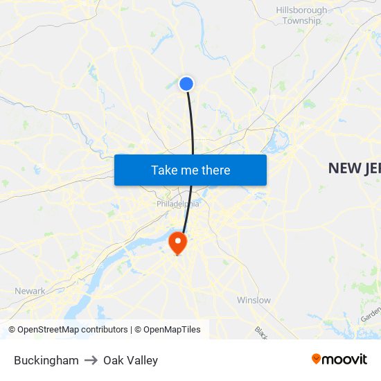 Buckingham to Oak Valley map