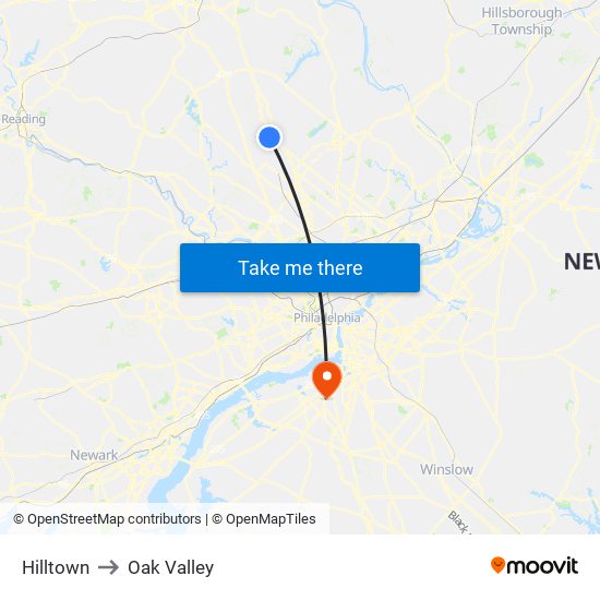 Hilltown to Oak Valley map